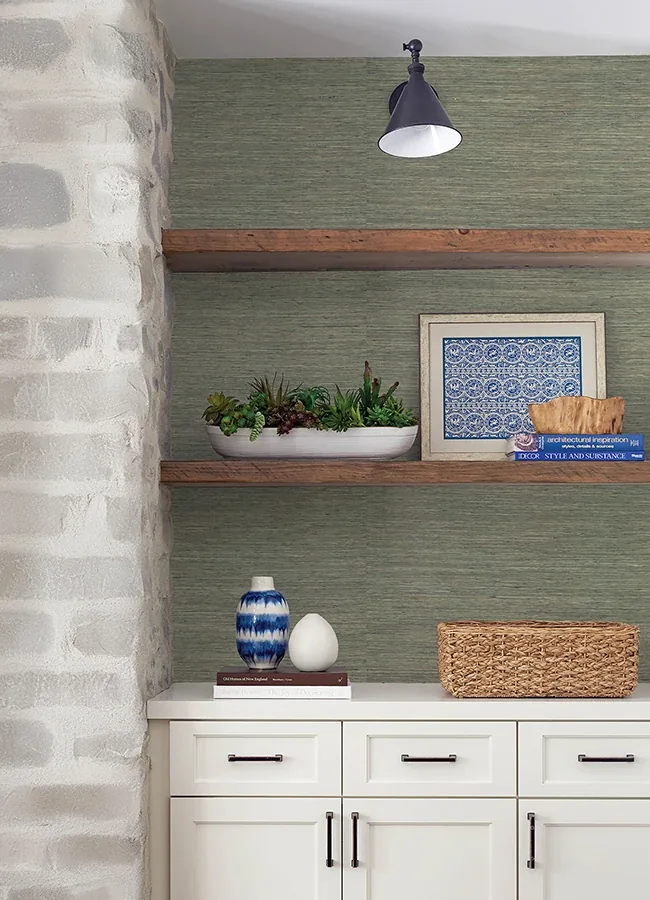 A-Street Prints Reynier Moss Hemp Wallpaper - SKU 4155-72826