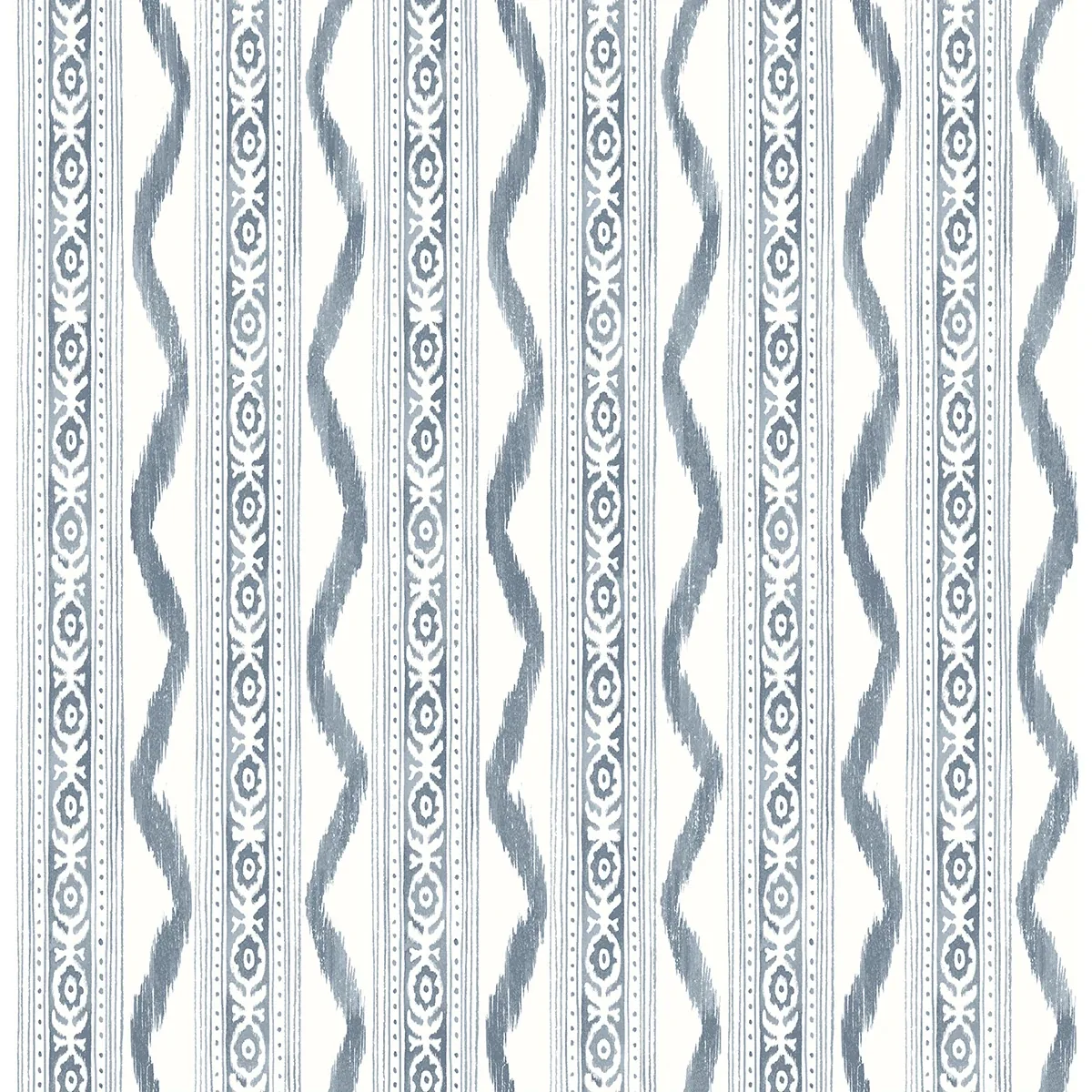 A-Street Prints Rhys Blue IKAT Stripe Wallpaper - SKU AST4349