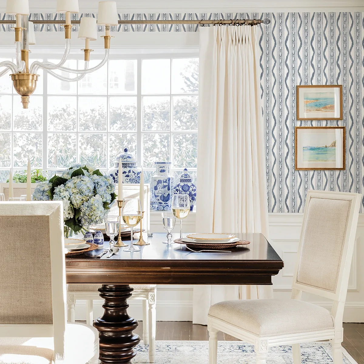 A-Street Prints Rhys Blue IKAT Stripe Wallpaper - SKU AST4349