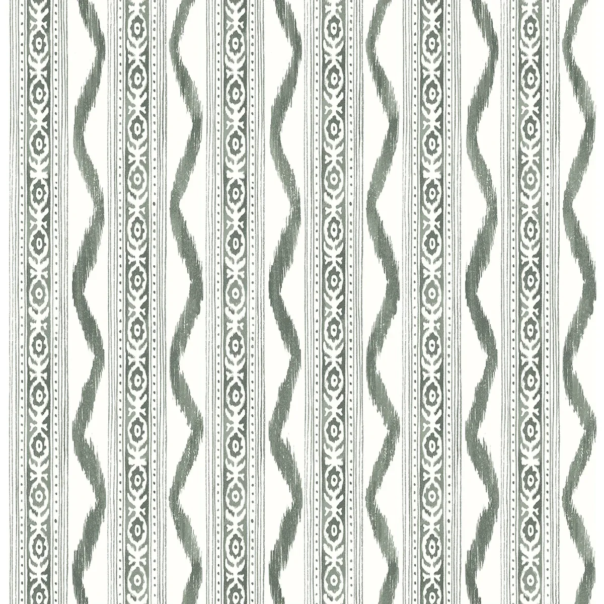 A-Street Prints Rhys Green IKAT Stripe Wallpaper - SKU AST4347