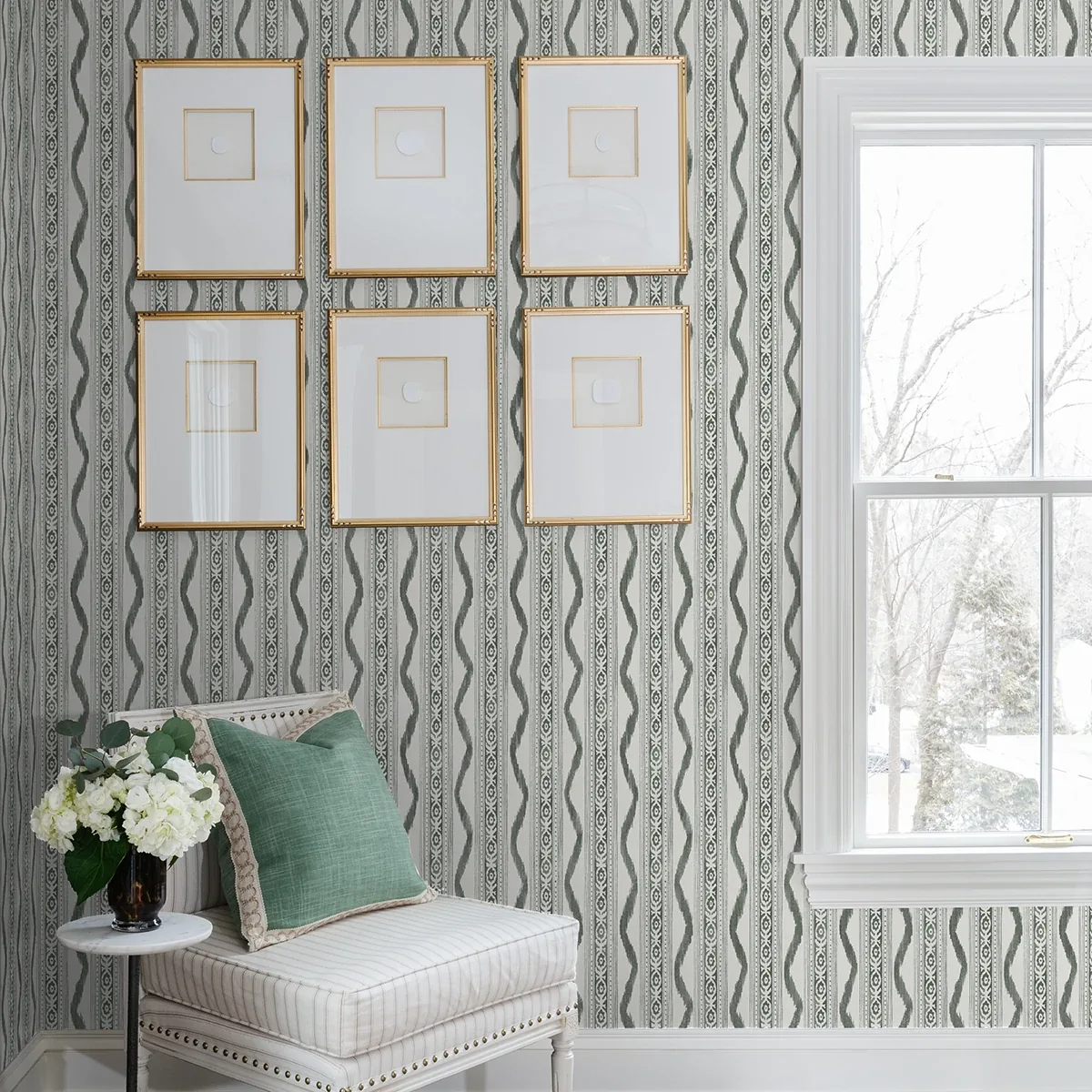 A-Street Prints Rhys Green IKAT Stripe Wallpaper - SKU AST4347