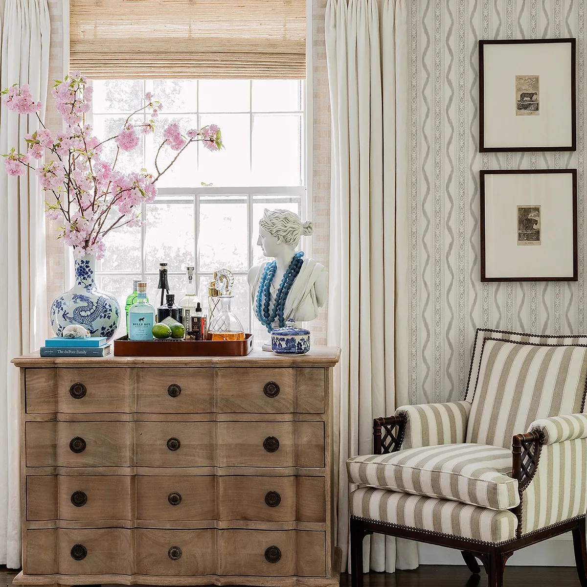 A-Street Prints Rhys Stone IKAT Stripe Wallpaper - SKU AST4348