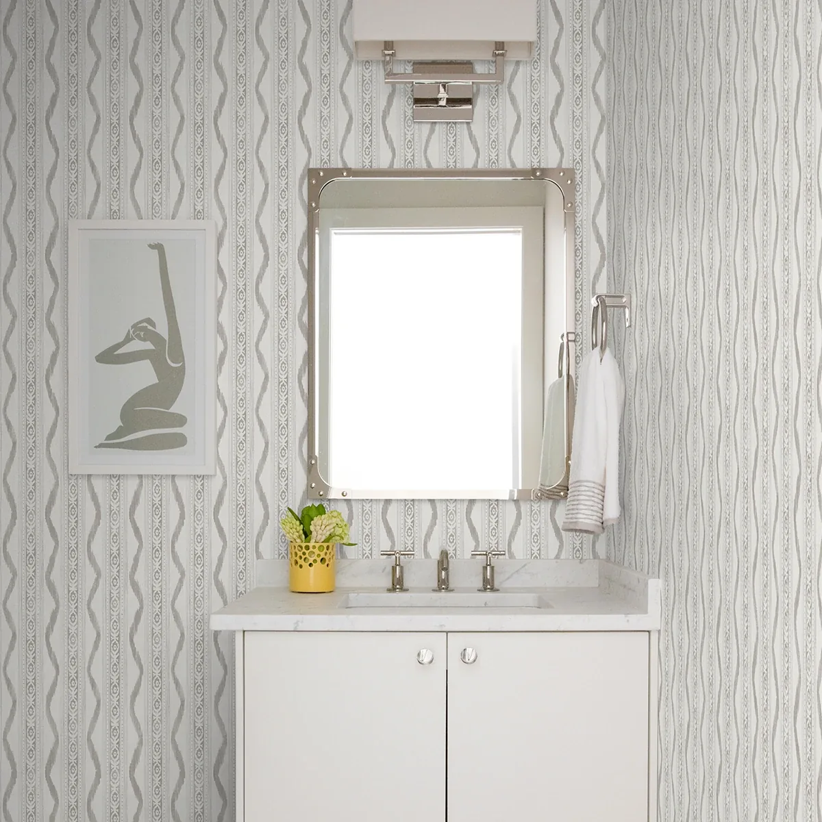 A-Street Prints Rhys Stone IKAT Stripe Wallpaper | Wallpaper Twins A-Street Prints Rhys Stone IKAT Stripe Wallpaper - SKU AST4348