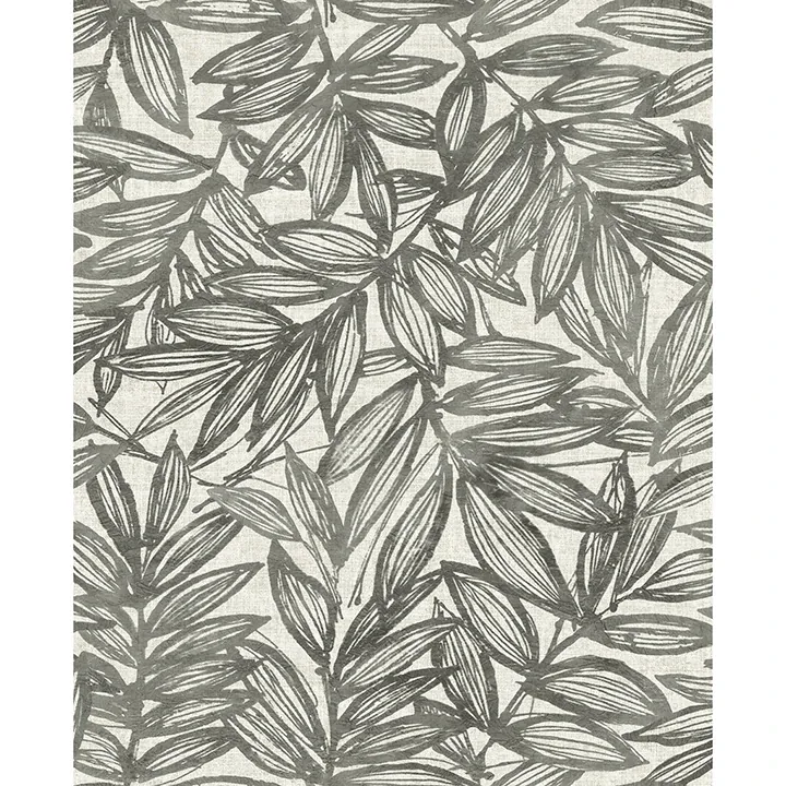A-Street Prints Rhythmic Charcoal Leaf Wallpaper - SKU 4146-27229