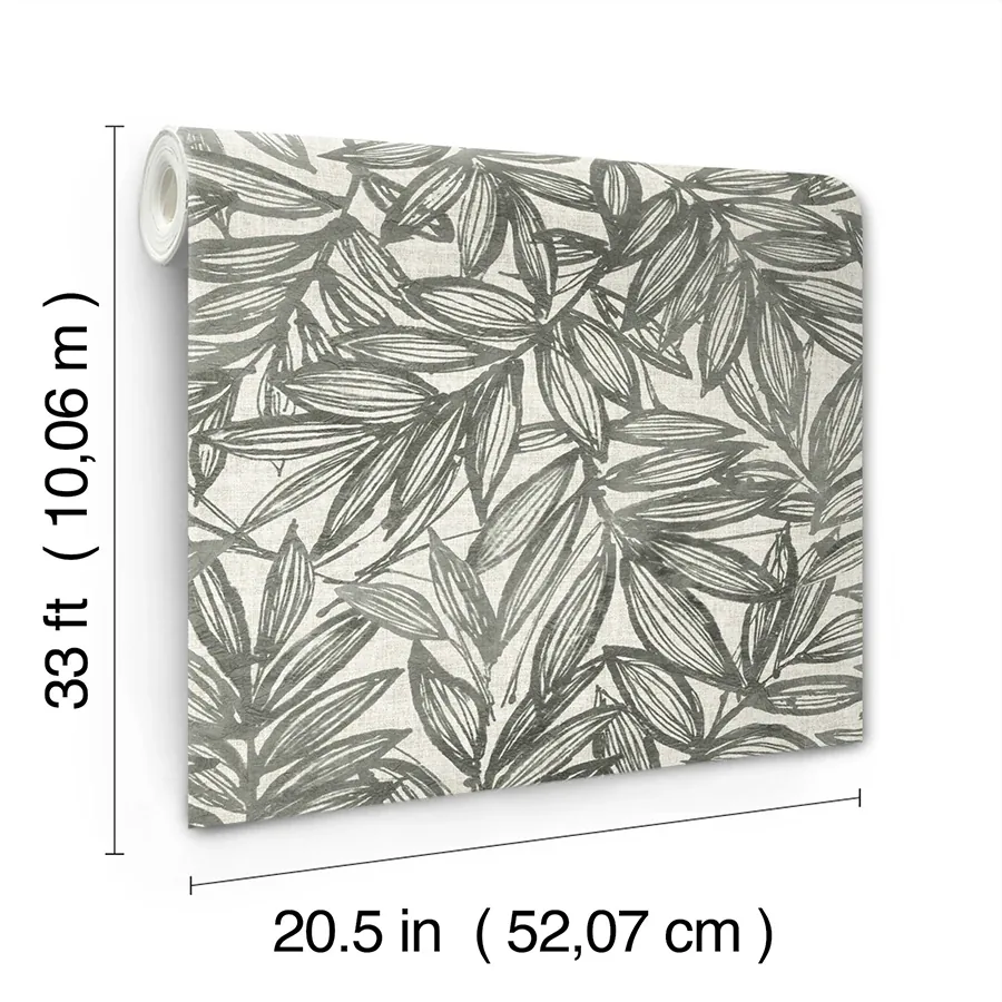 A-Street Prints Rhythmic Charcoal Leaf Wallpaper | Wallpaper Twins A-Street Prints Rhythmic Charcoal Leaf Wallpaper - SKU 4146-27229