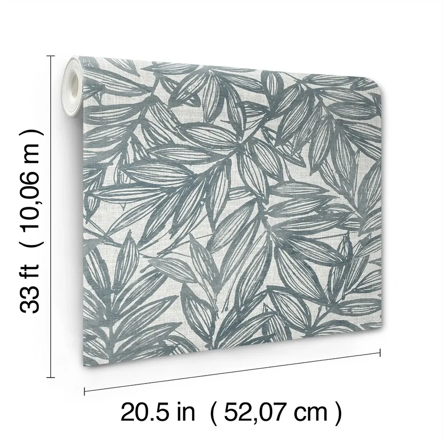 A-Street Prints Rhythmic Denim Leaf Wallpaper | Wallpaper Twins A-Street Prints Rhythmic Denim Leaf Wallpaper - SKU 4146-27230