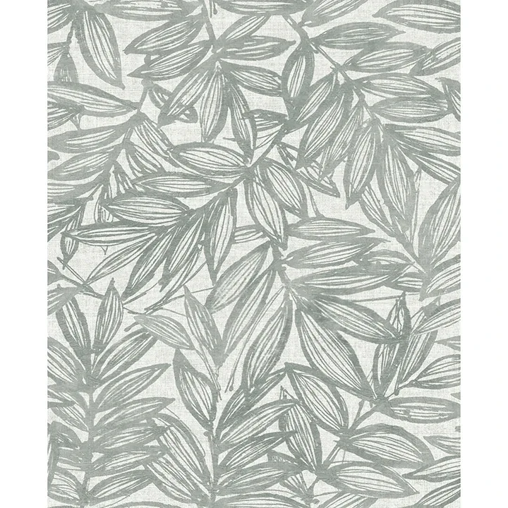 A-Street Prints Rhythmic Grey Leaf Wallpaper - SKU 4146-27234