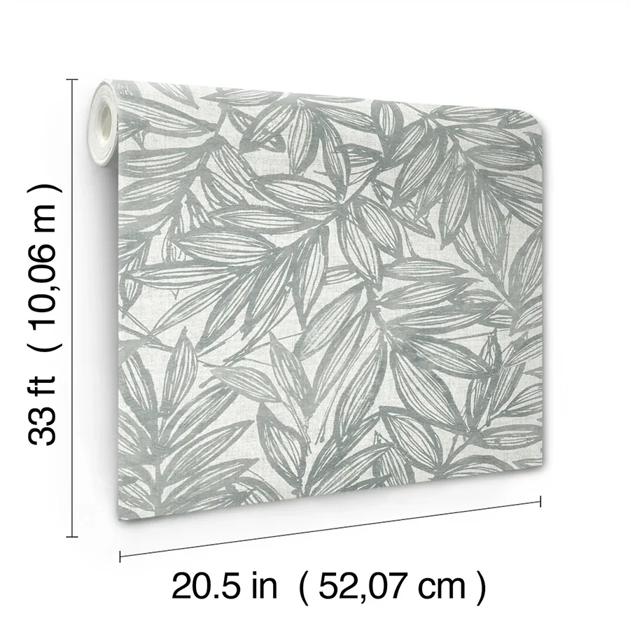 A-Street Prints Rhythmic Grey Leaf Wallpaper | Wallpaper Twins A-Street Prints Rhythmic Grey Leaf Wallpaper - SKU 4146-27234