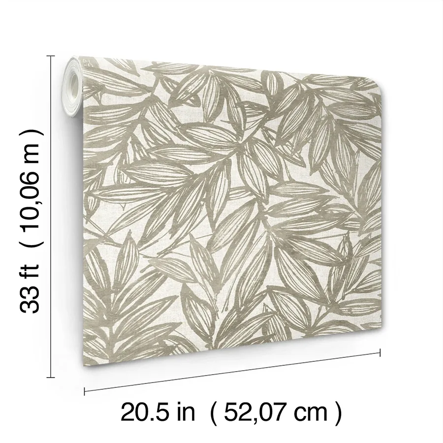 A-Street Prints Rhythmic Taupe Leaf Wallpaper - SKU 4146-27233