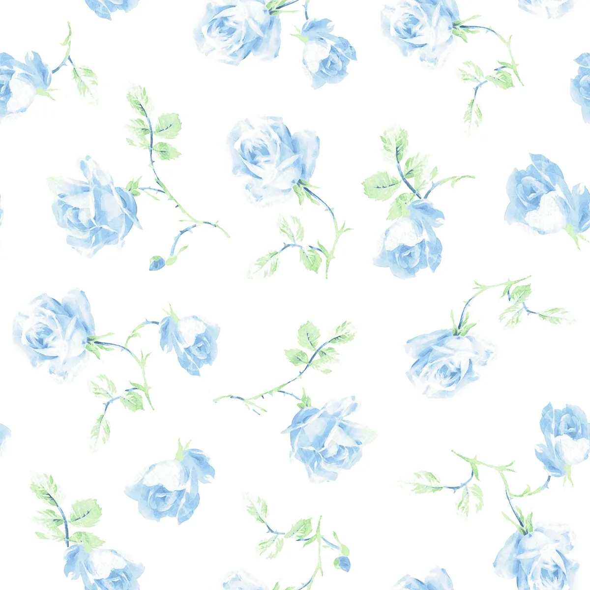 A-Street Prints Ribbon Rosa French Blue Loose Roses Wallpaper - SKU AST6085