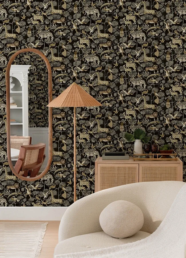 A-Street Prints Rigby Black Jungle Animals Wallpaper | Wallpaper Twins A-Street Prints Rigby Black Jungle Animals Wallpaper - SKU 4135-27287