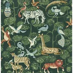 A-Street Prints Rigby Green Jungle Animals Wallpaper - SKU 4135-27286