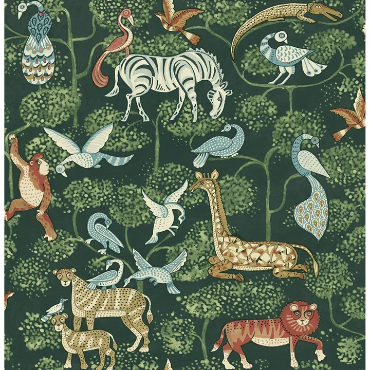 A-Street Prints Rigby Green Jungle Animals Wallpaper - SKU 4135-27286