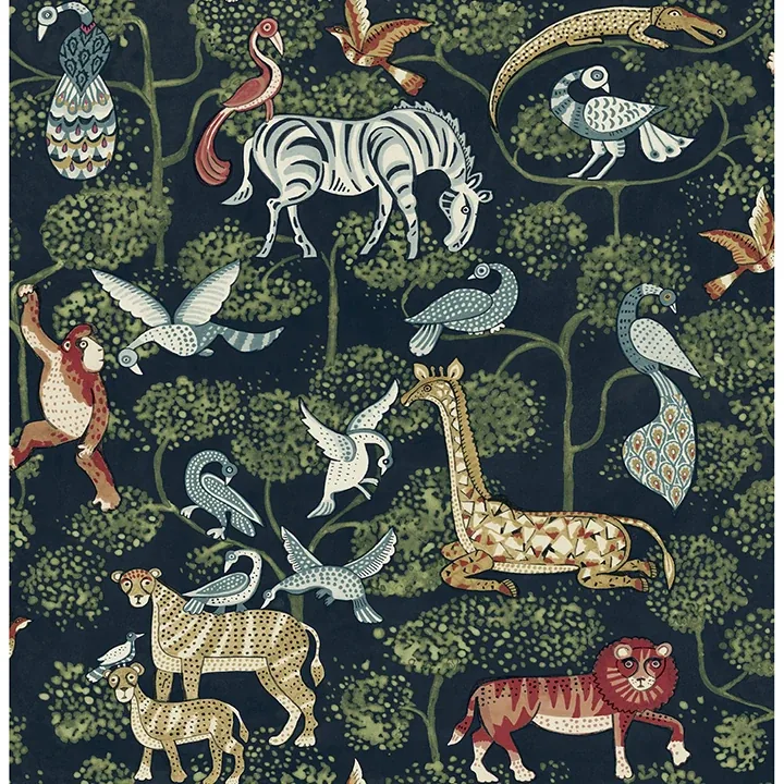A-Street Prints Rigby Navy Jungle Animals Wallpaper - SKU 4135-27285
