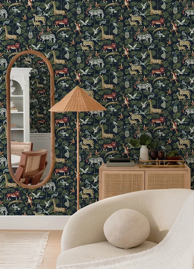 A-Street Prints Rigby Navy Jungle Animals Wallpaper - SKU 4135-27285
