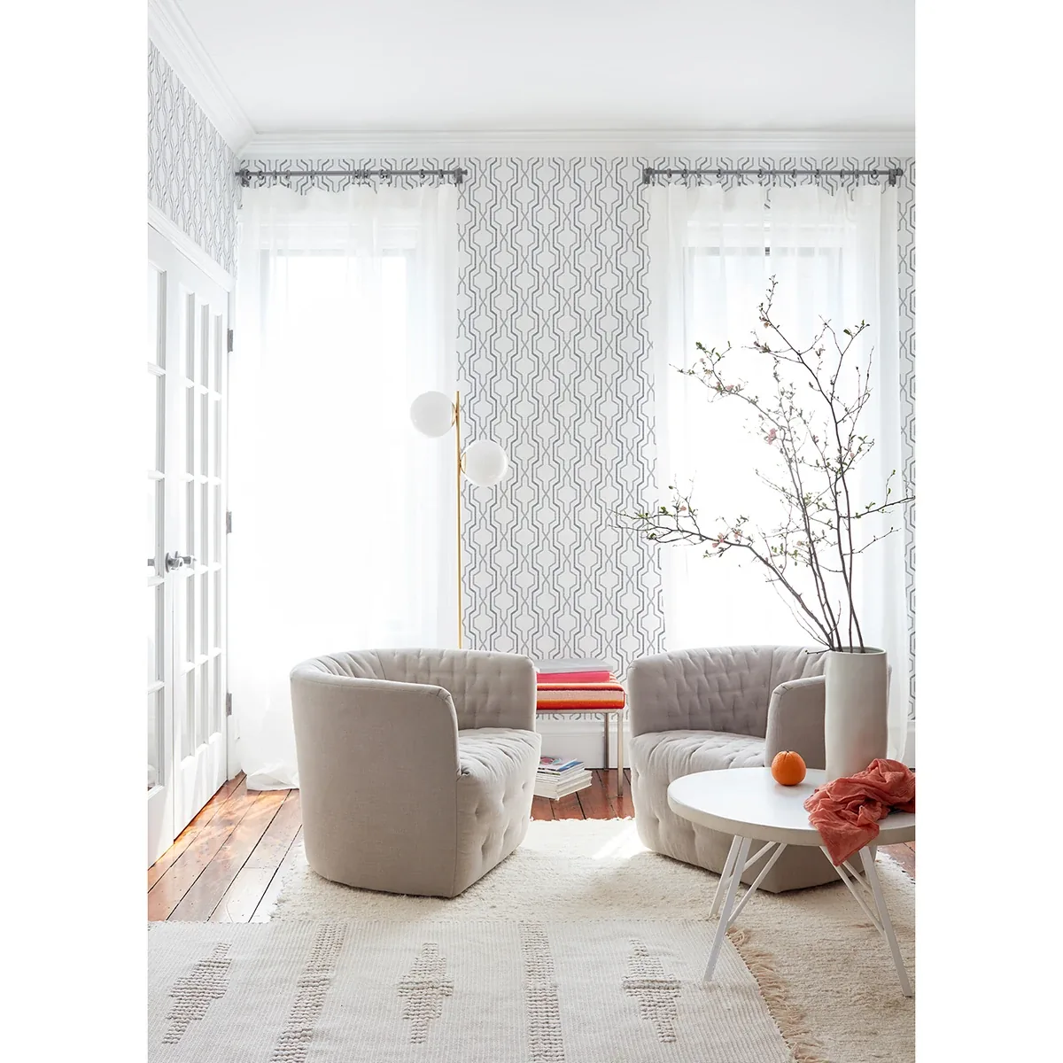 A-Street Prints Rion Grey Trellis Wallpaper - SKU 2973-90602