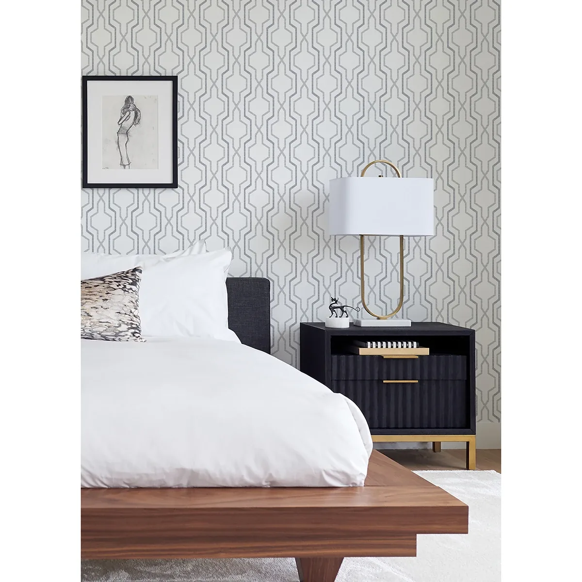 A-Street Prints Rion Grey Trellis Wallpaper - SKU 2973-90602