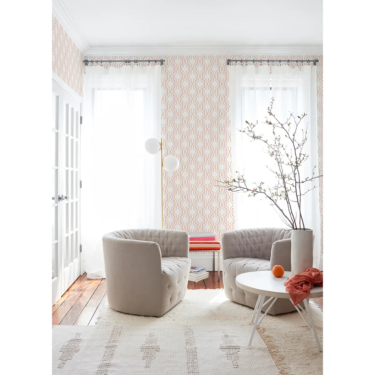 A-Street Prints Rion Orange Trellis Wallpaper - SKU 2973-90603