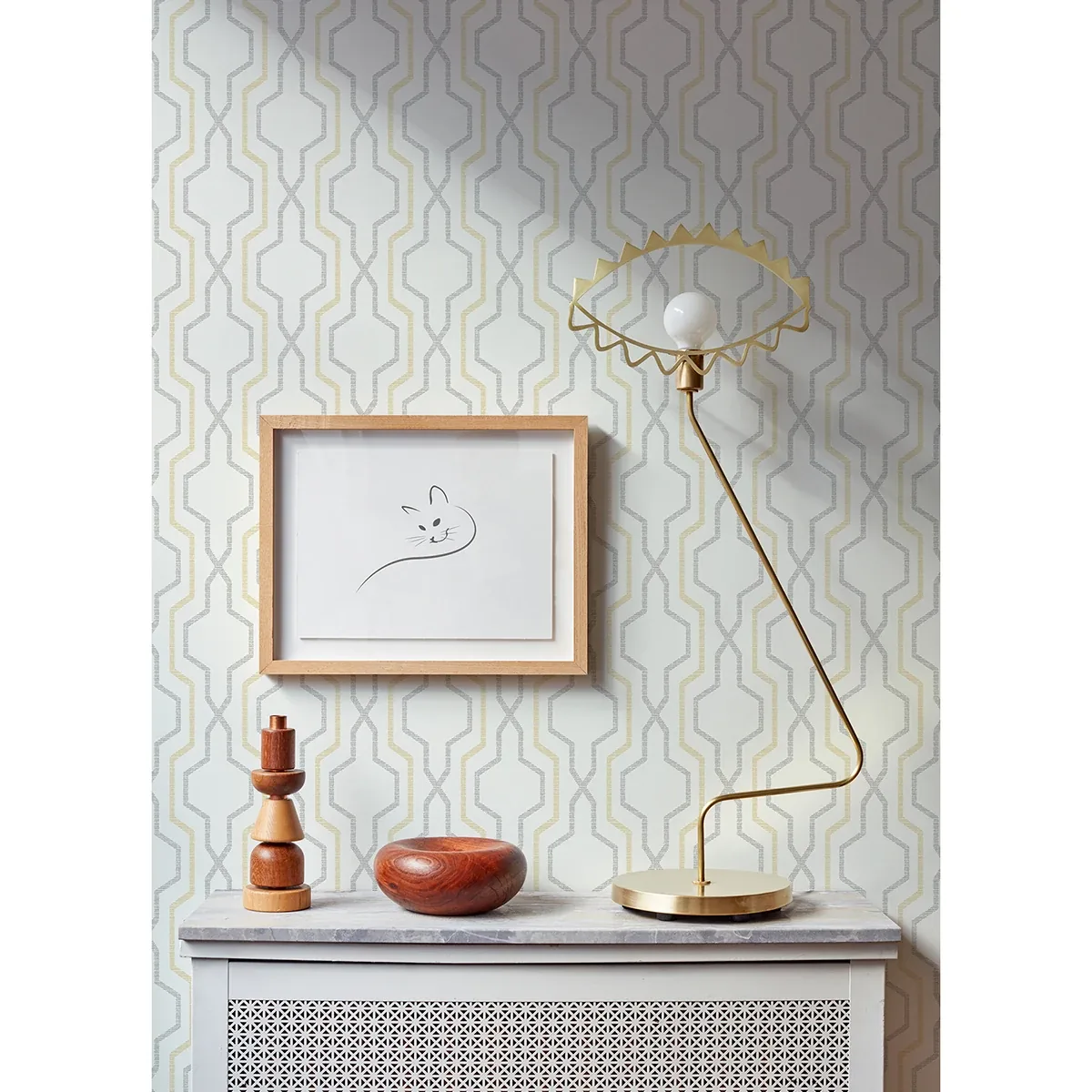 A-Street Prints Rion Yellow Trellis Wallpaper - SKU 2973-90604