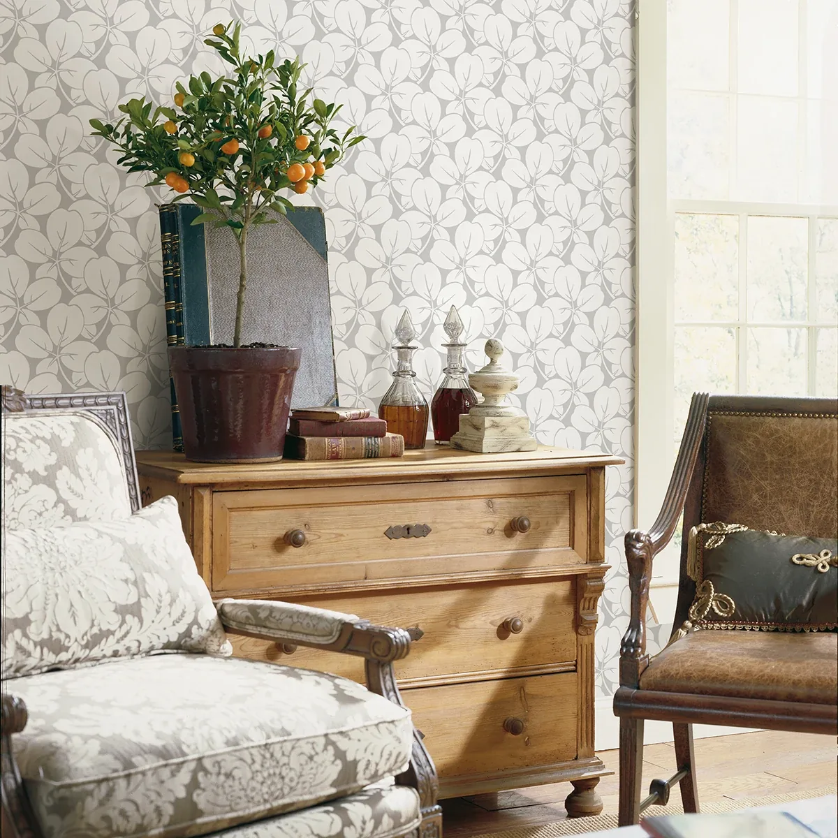 A-Street Prints Robert Light Grey Clover Wallpaper | Wallpaper Twins A-Street Prints Robert Light Grey Clover Wallpaper - SKU 2970-26107