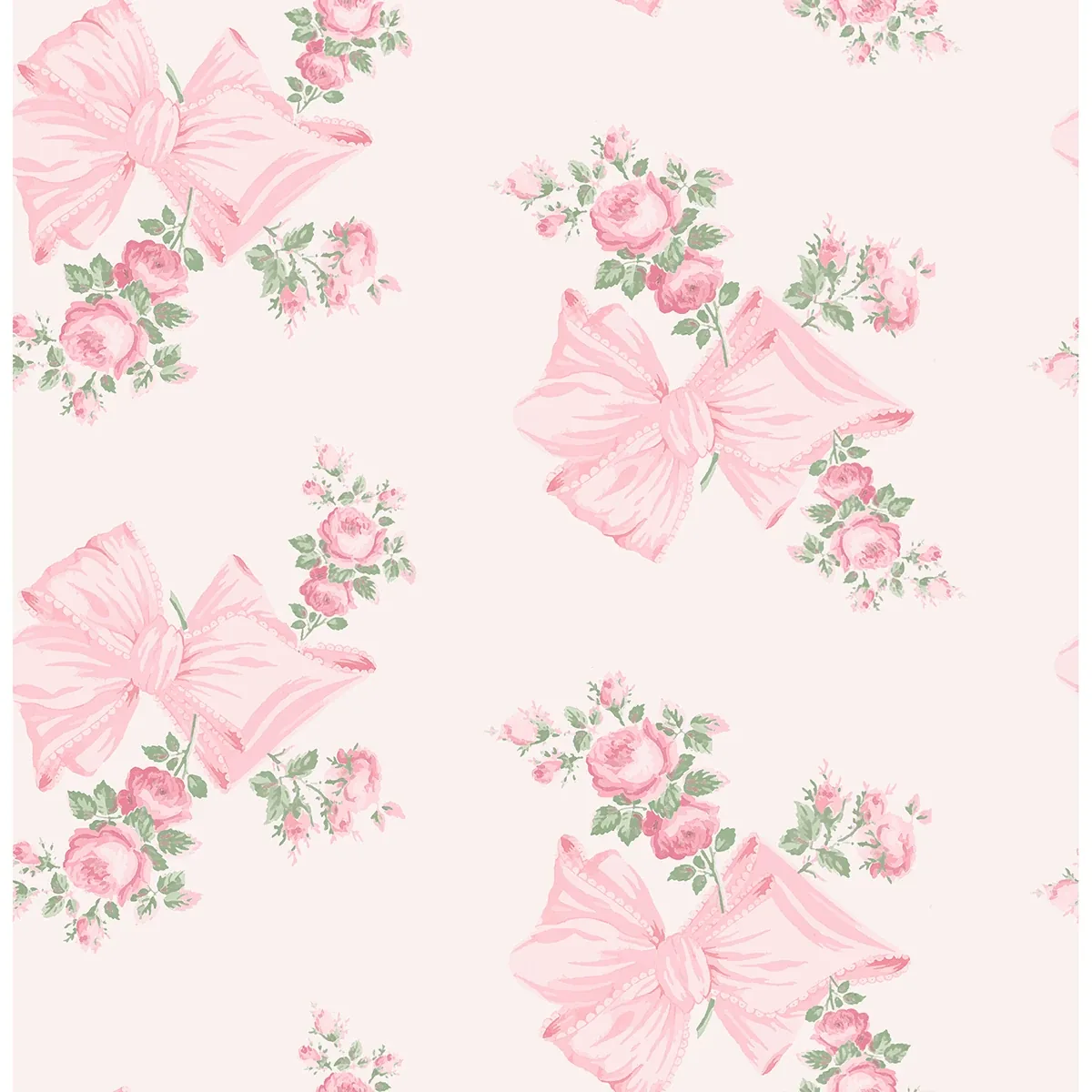 A-Street Prints Rosa Beaux Pink Mint Large Bow Spot Wallpaper - SKU AST4169