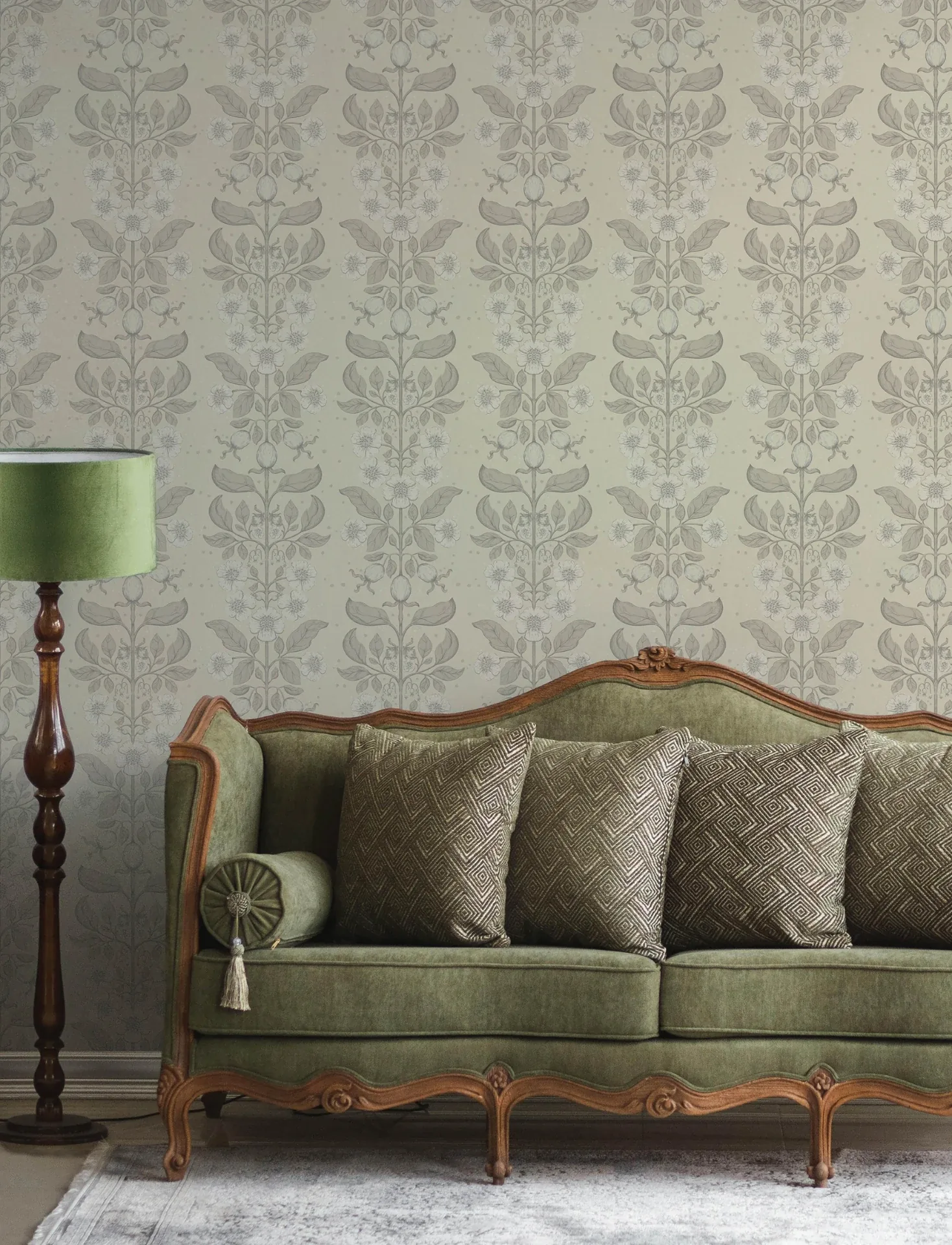 A-Street Prints Rosa Cream Floral Columns Wallpaper - SKU 4201-48009