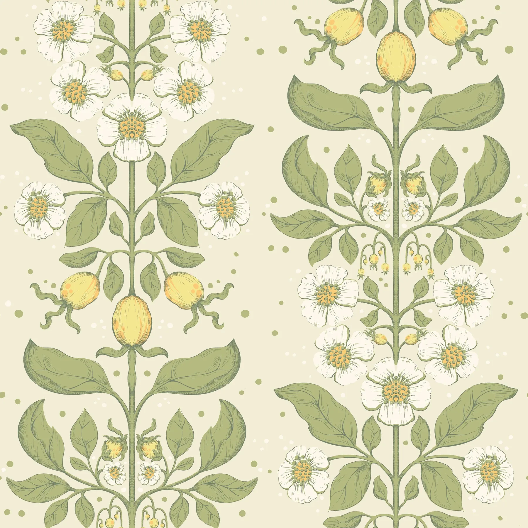 A-Street Prints Rosa Green Floral Columns Wallpaper - SKU 4201-48010