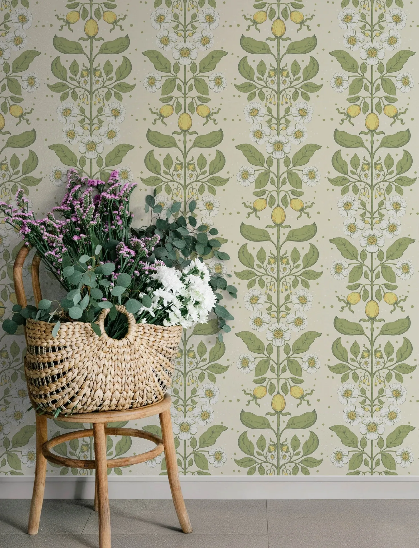 A-Street Prints Rosa Green Floral Columns Wallpaper | Wallpaper Twins A-Street Prints Rosa Green Floral Columns Wallpaper - SKU 4201-48010