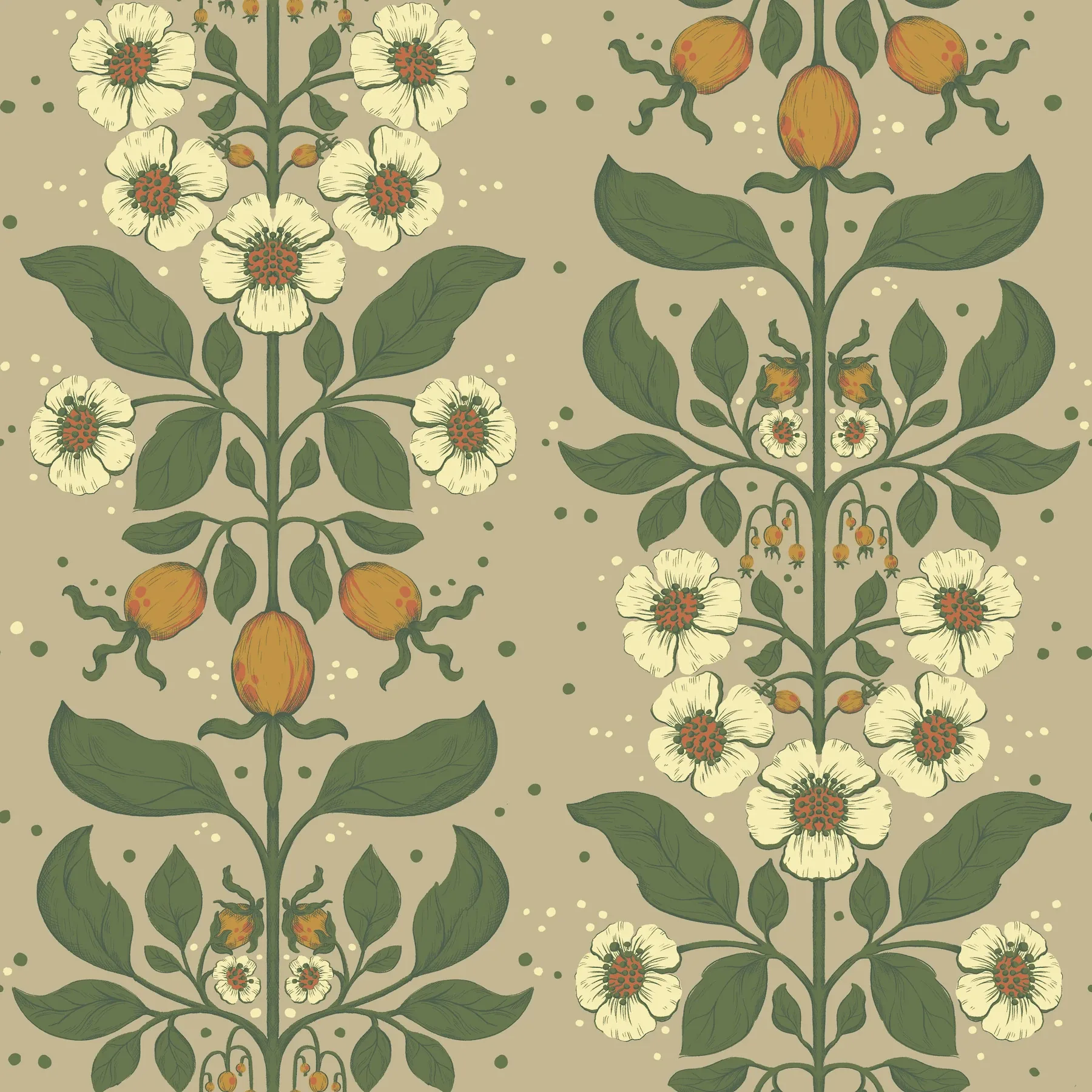 A-Street Prints Rosa Light Brown Floral Columns Wallpaper - SKU 4201-48012