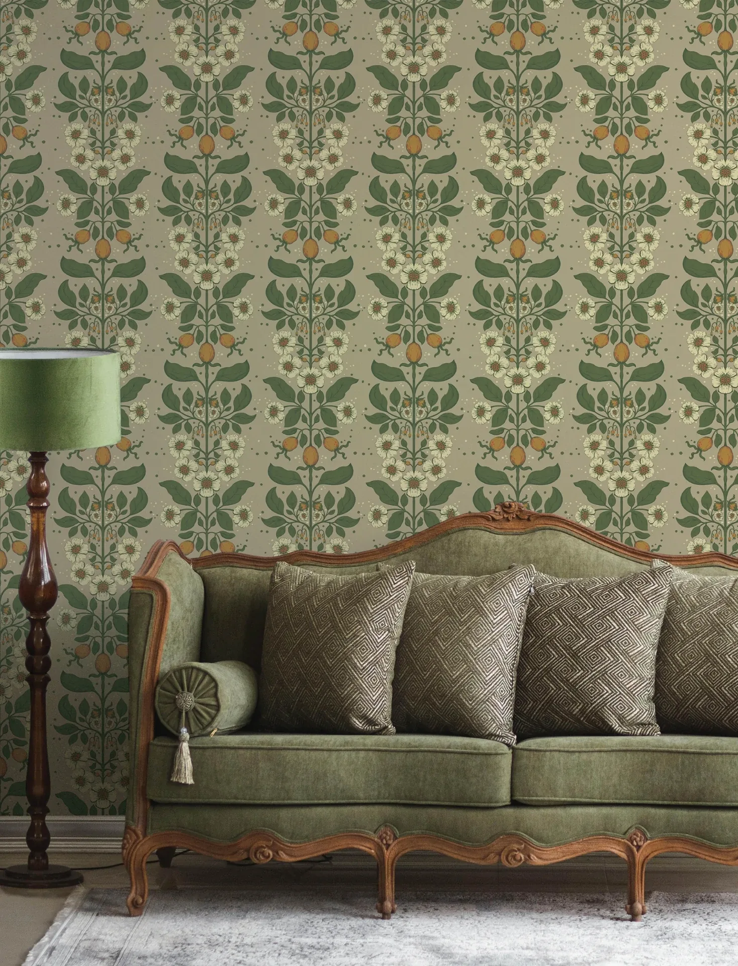 A-Street Prints Rosa Light Brown Floral Columns Wallpaper - SKU 4201-48012
