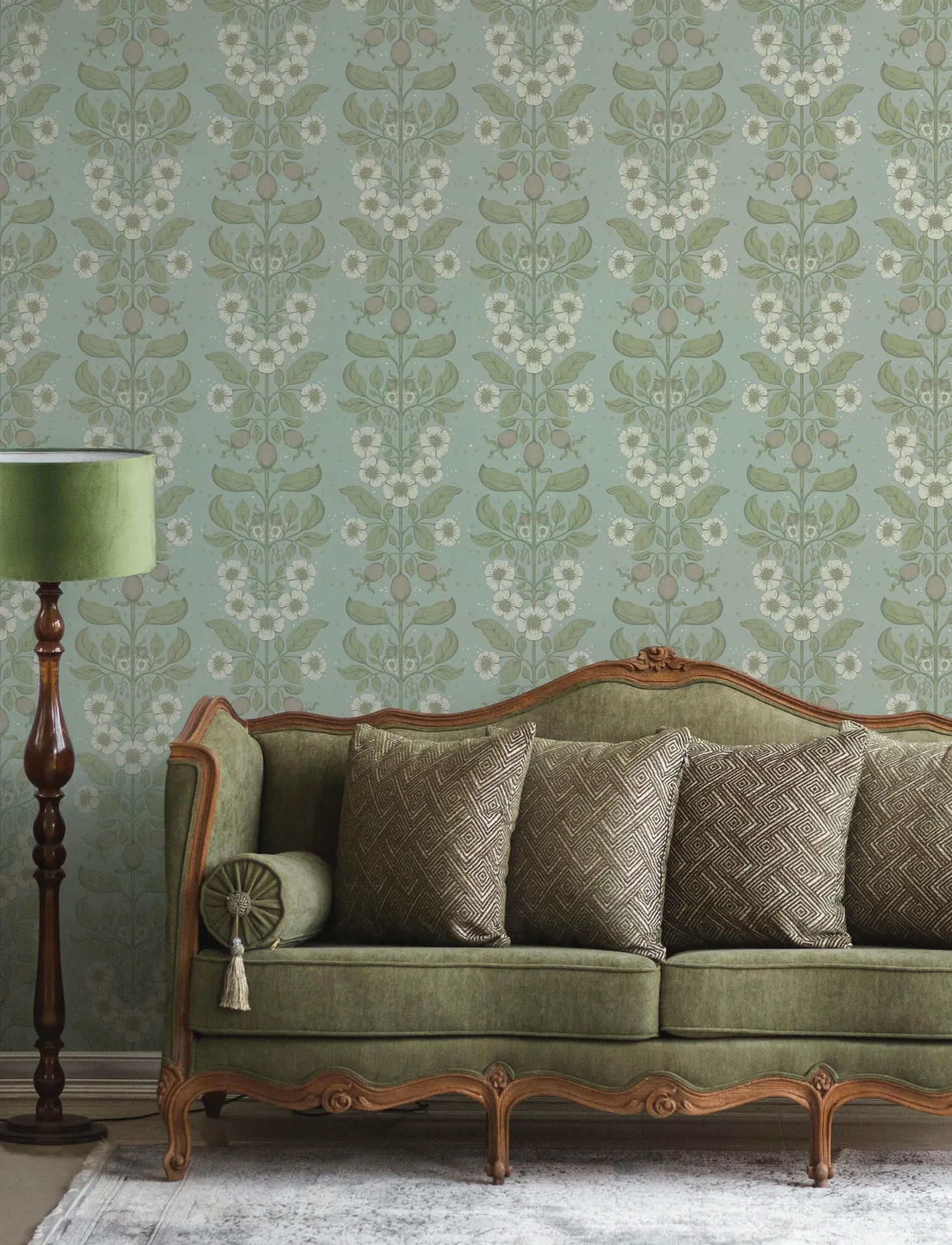 A-Street Prints Rosa Sky Blue Floral Columns Wallpaper - SKU 4201-48011
