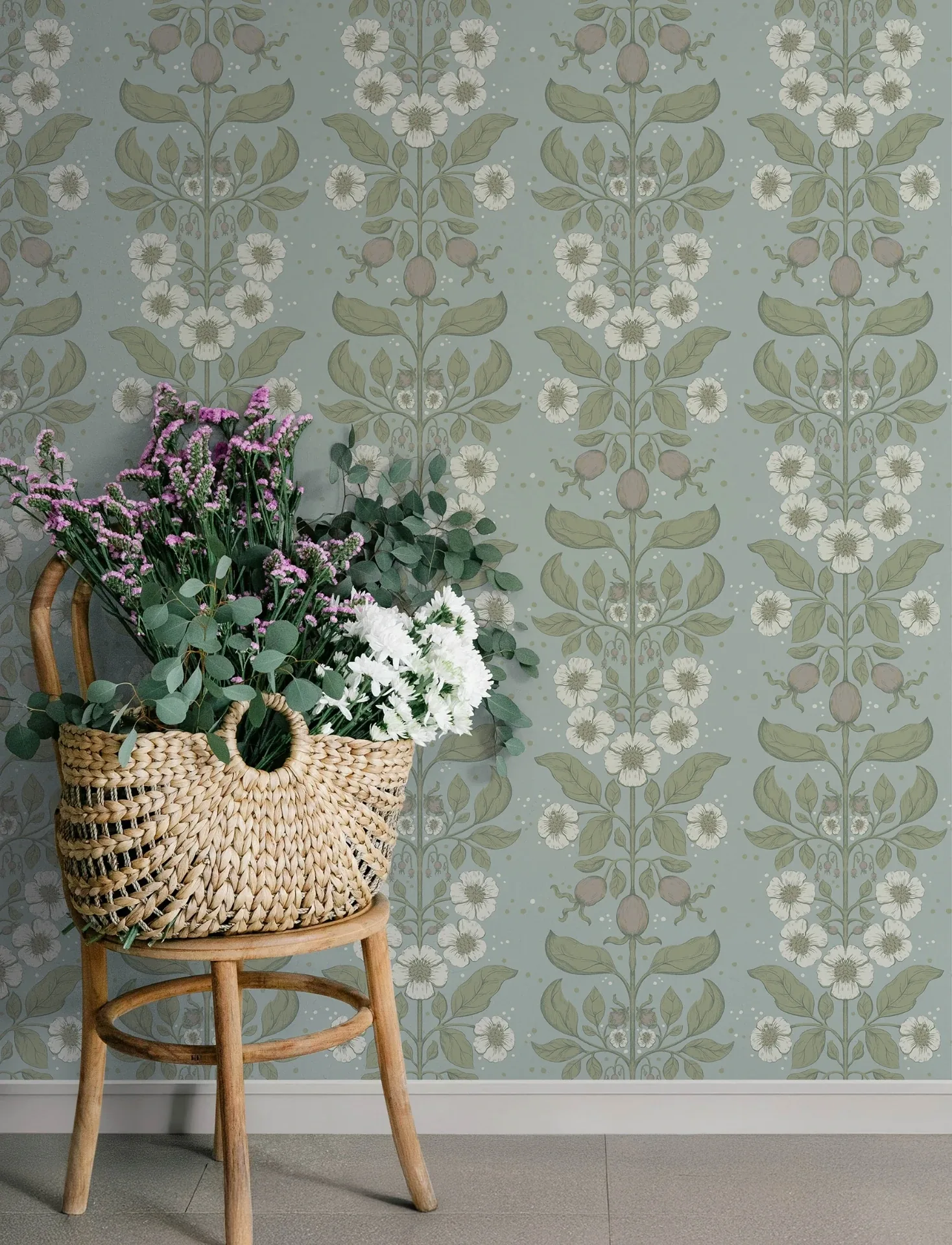 A-Street Prints Rosa Sky Blue Floral Columns Wallpaper | Wallpaper Twins A-Street Prints Rosa Sky Blue Floral Columns Wallpaper - SKU 4201-48011