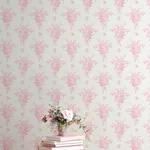 A-Street Prints Rosie Arrangements Kiss Pink Bouquet Toss Wallpaper | Wallpaper Twins A-Street Prints Rosie Arrangements Kiss Pink Bouquet Toss Wallpaper - SKU AST4652