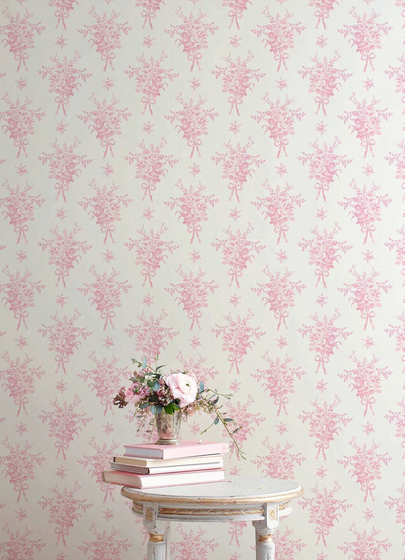 A-Street Prints Rosie Arrangements Kiss Pink Bouquet Toss Wallpaper | Wallpaper Twins A-Street Prints Rosie Arrangements Kiss Pink Bouquet Toss Wallpaper - SKU AST4652