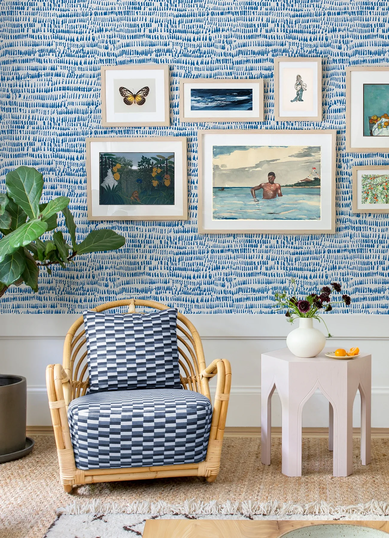 A-Street Prints Runes Sapphire Brushstrokes Wallpaper - SKU 4081-26357