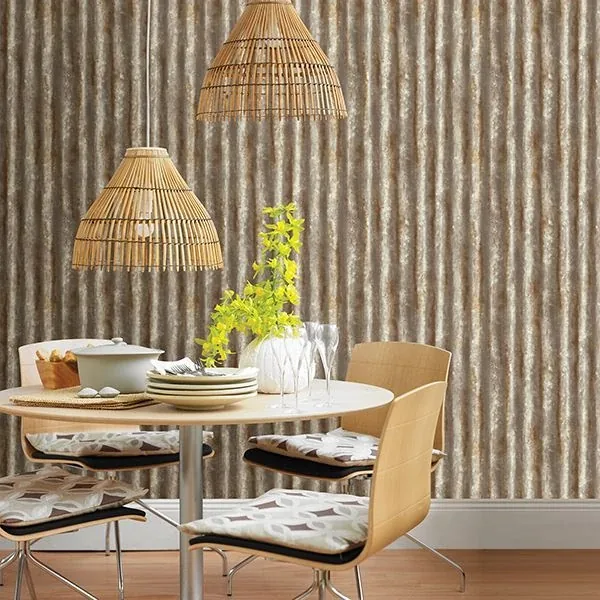 A-Street Prints Rust Corrugated Metal Wallpaper - SKU 2701-22334