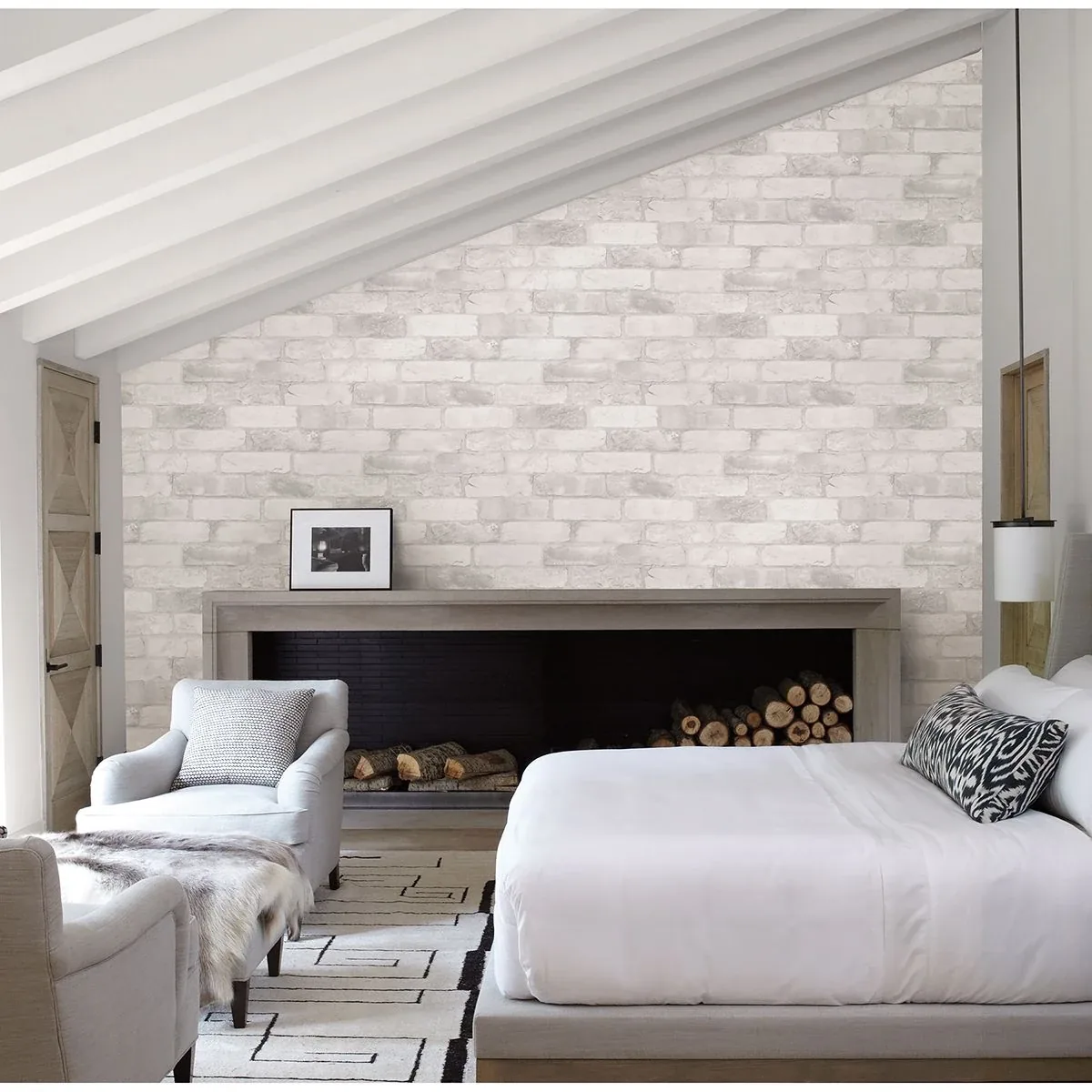 A-Street Prints Rustin White Reclaimed Bricks Wallpaper - SKU 2922-22321