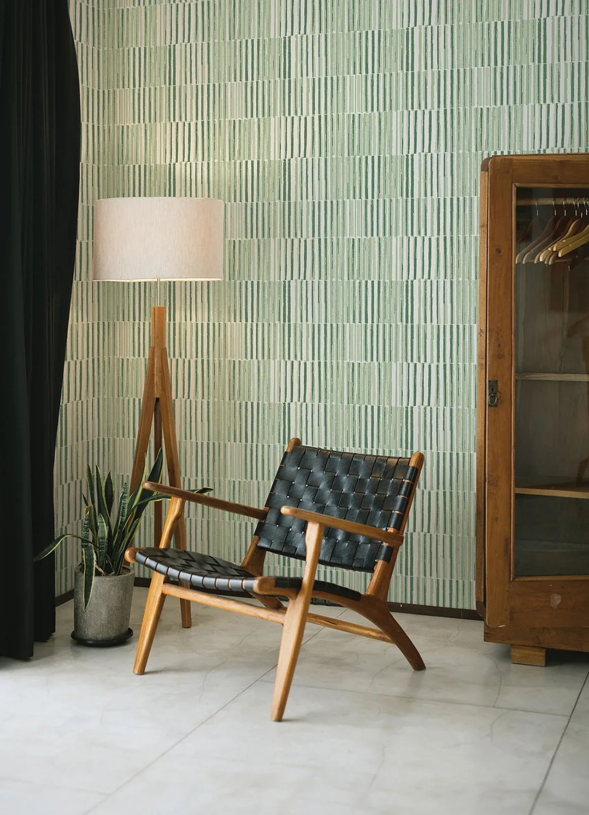 A-Street Prints Sabah Green Stripe Wallpaper - SKU 4014-26417