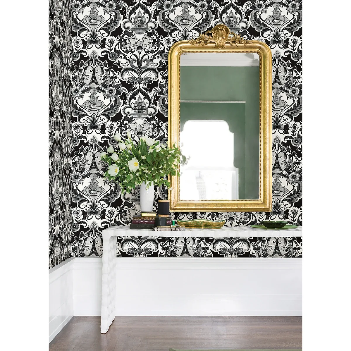 A-Street Prints Sadie Black Parisian Damask Wallpaper | Wallpaper Twins A-Street Prints Sadie Black Parisian Damask Wallpaper - SKU 2973-90886