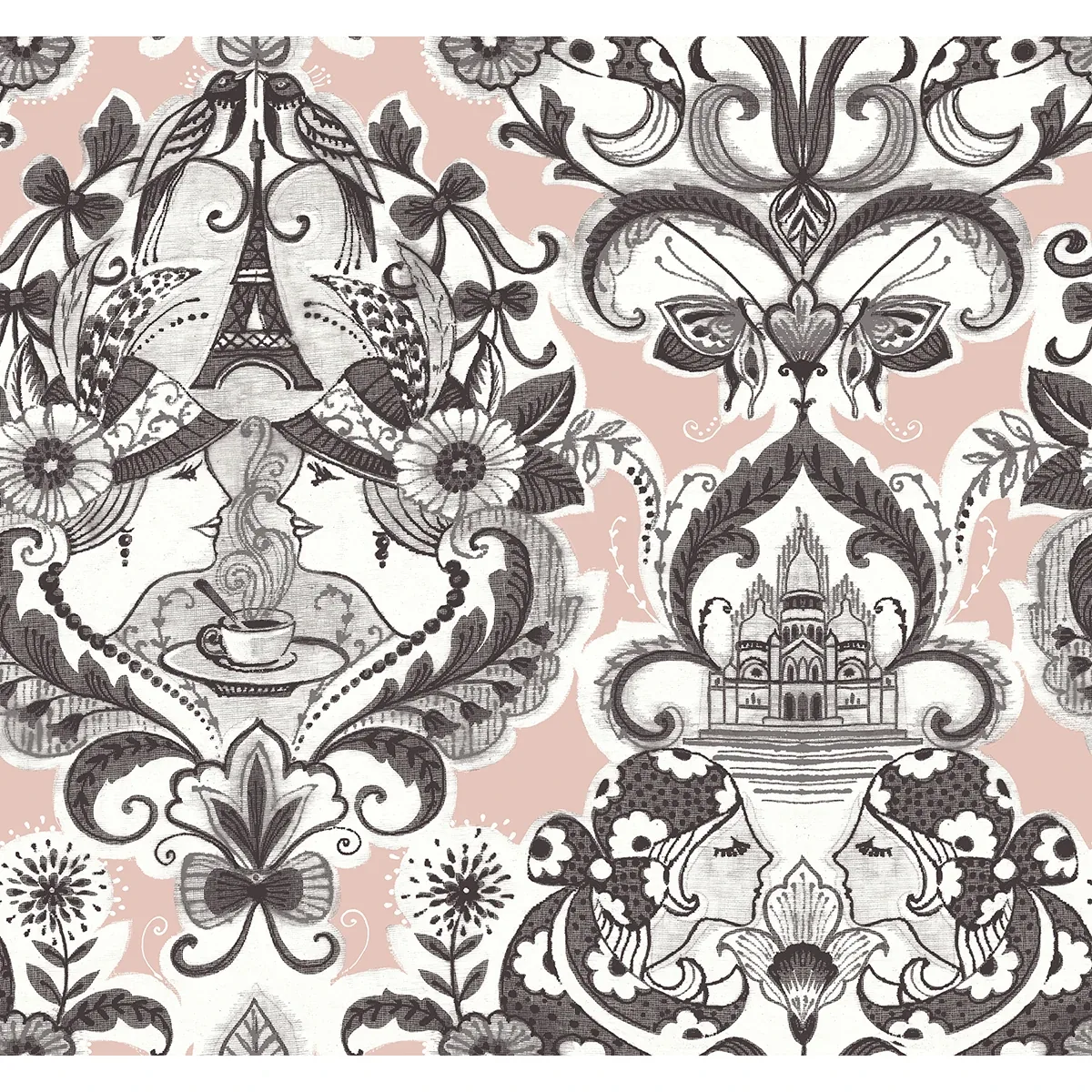 A-Street Prints Sadie Blush Parisian Damask Wallpaper - SKU 2973-90884