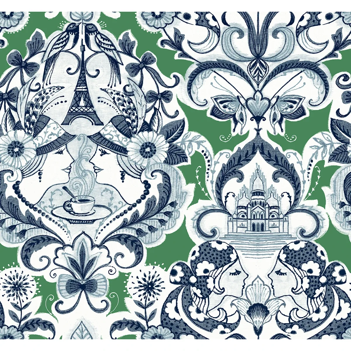 A-Street Prints Sadie Green Parisian Damask Wallpaper - SKU 2973-90887
