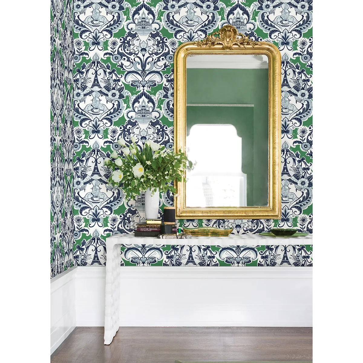 A-Street Prints Sadie Green Parisian Damask Wallpaper | Wallpaper Twins A-Street Prints Sadie Green Parisian Damask Wallpaper - SKU 2973-90887