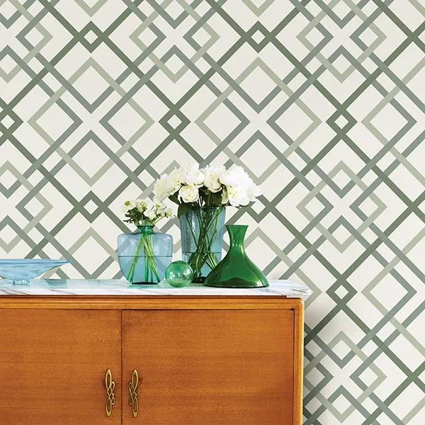 A-Street Prints Saltire Emile Green Lattice Wallpaper - SKU 2901-25437