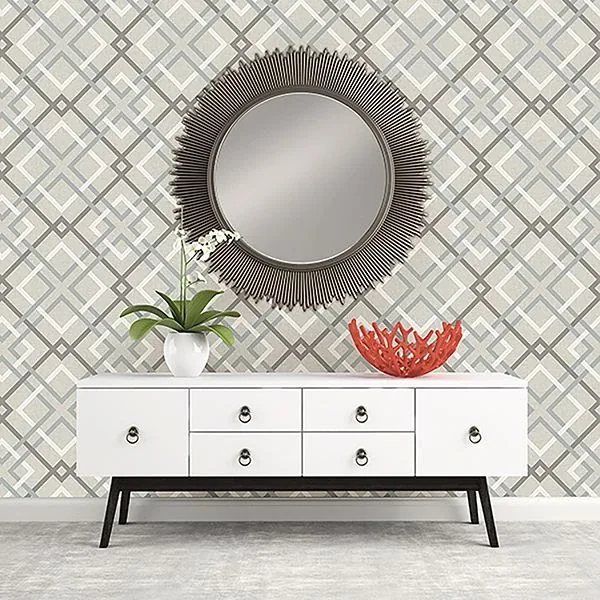 A-Street Prints Saltire Emile Taupe Lattice Wallpaper - SKU 2901-22649