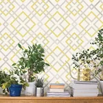 A-Street Prints Saltire Emile Yellow Lattice Wallpaper - SKU 2901-22652