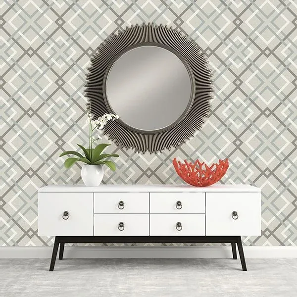 A-Street Prints Saltire Taupe Plaid Wallpaper - SKU 2697-22649