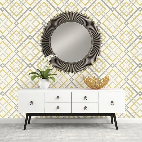 A-Street Prints Saltire Yellow Lattice Wallpaper - SKU 2697-22652