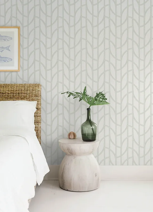 A-Street Prints Salvo Light Green Curved Contours Wallpaper - SKU 4172-82009