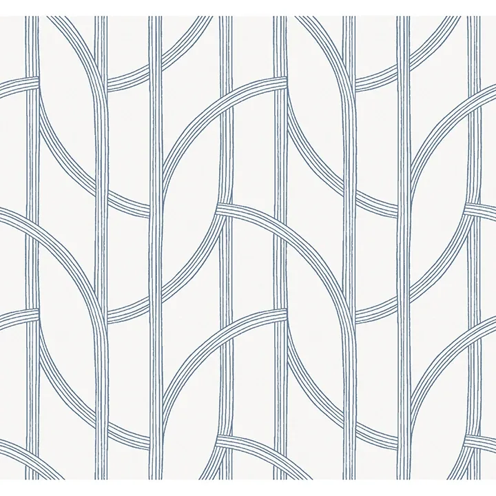 4172-82010 | Salvo Navy Curved Contours Wallpaper