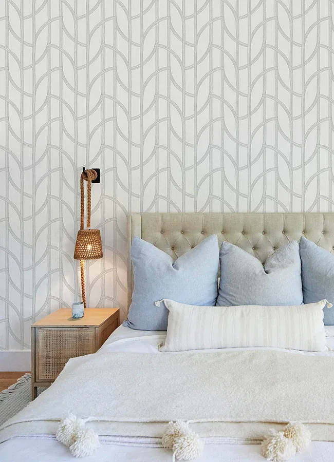 A-Street Prints Salvo Silver Curved Contours Wallpaper | Wallpaper Twins A-Street Prints Salvo Silver Curved Contours Wallpaper - SKU 4172-82011